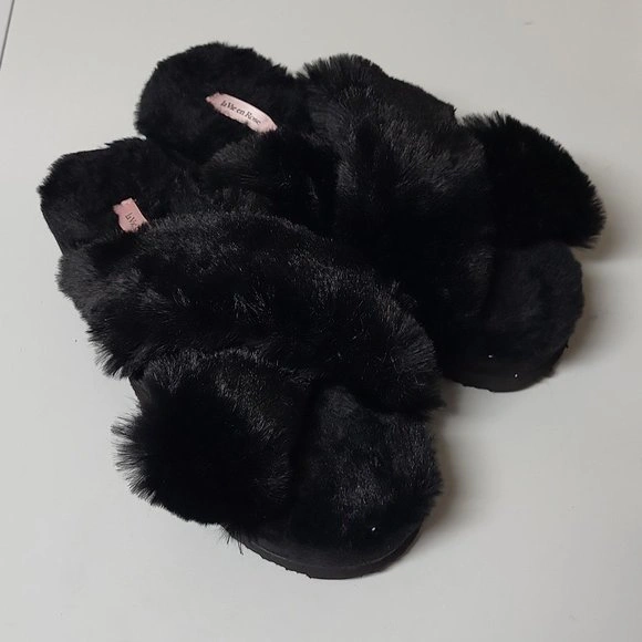 La Vie En Rose Soft Fluffy Open Toe House Slippers
