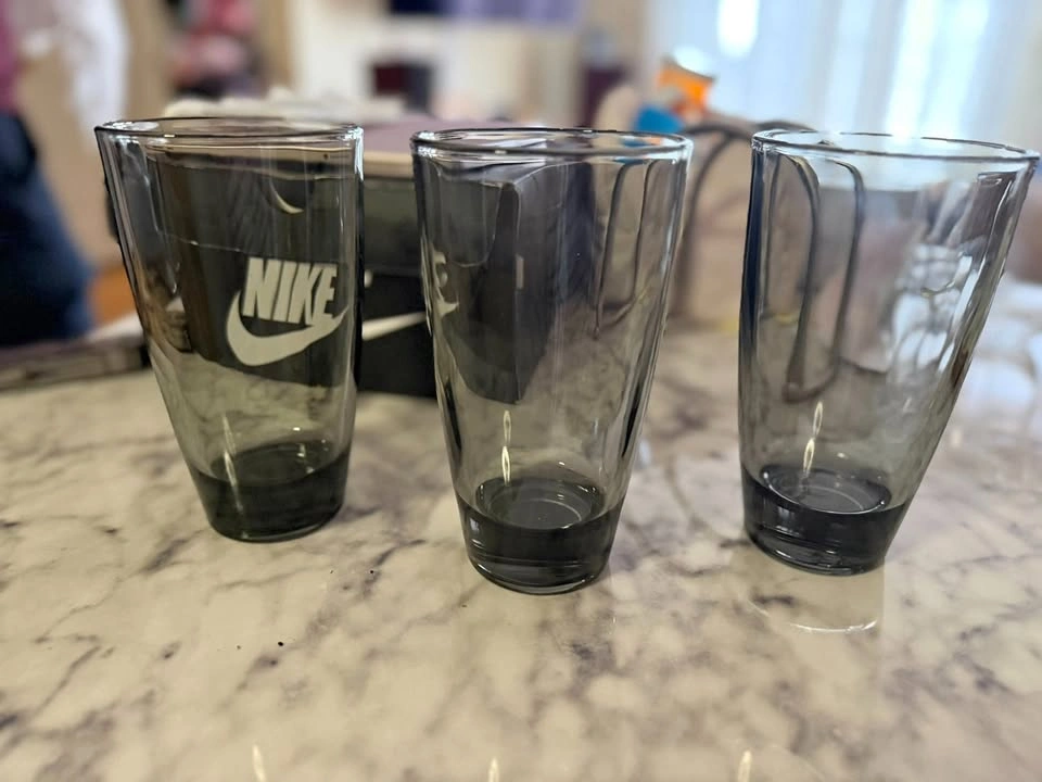 Set of 3 Smoky Gray Glass Tumblers / Highball Glasses