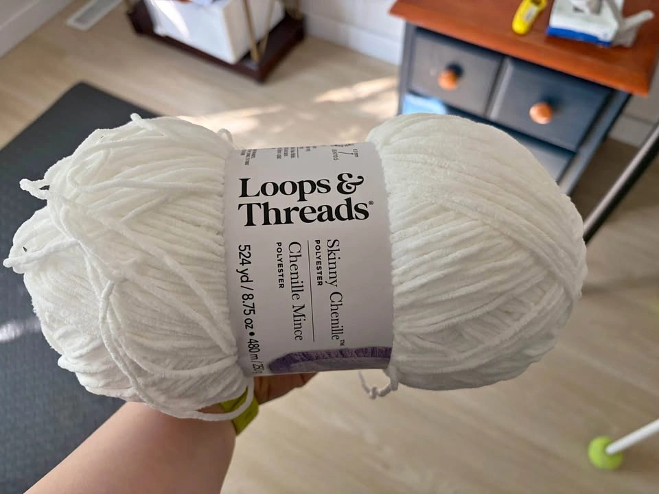 White-Loops & Threads Skinny Chenille Yarn
