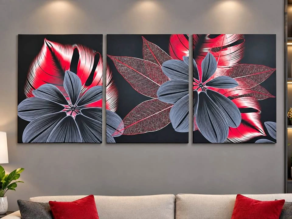 3-Piece Floral Canvas Wall Art Set 30”x75”
