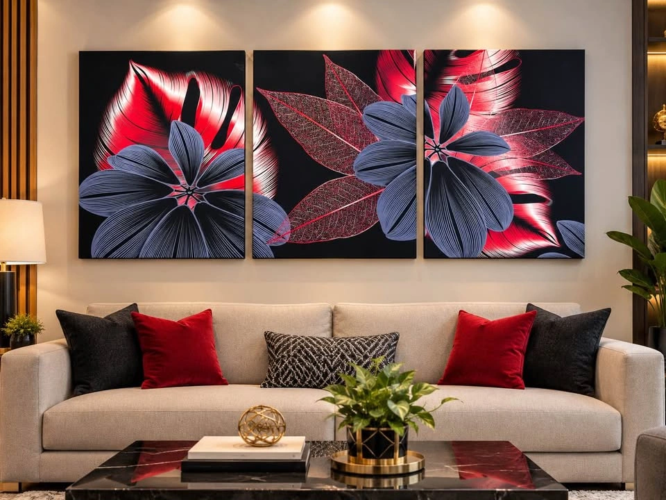 3-Piece Floral Canvas Wall Art Set 30”x75” - photo 2