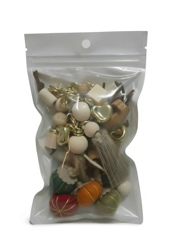 Chunky Mixed Media Statement Necklace with Wood and Fabric Charm - photo 3