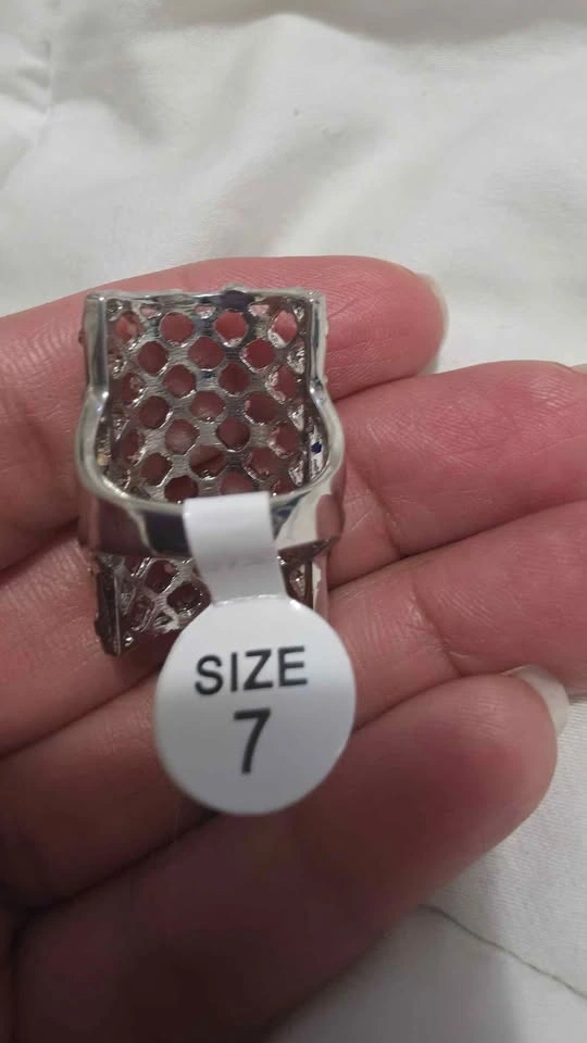 Multi-Colored Rhinestone Lattice Wide Ring Size 7 - photo 2