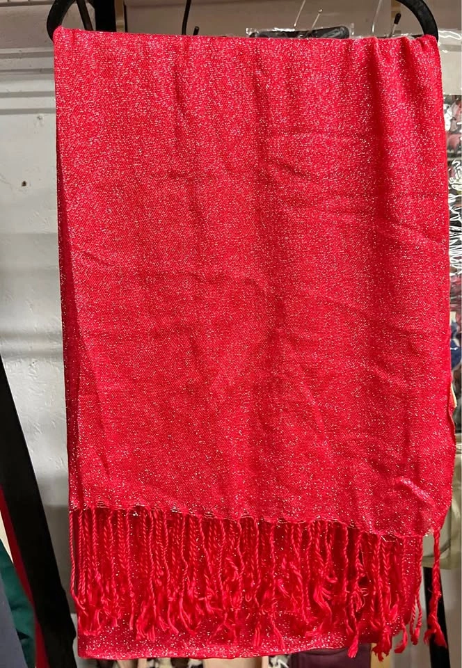 🏈 Red Glitter Fringe Scarf