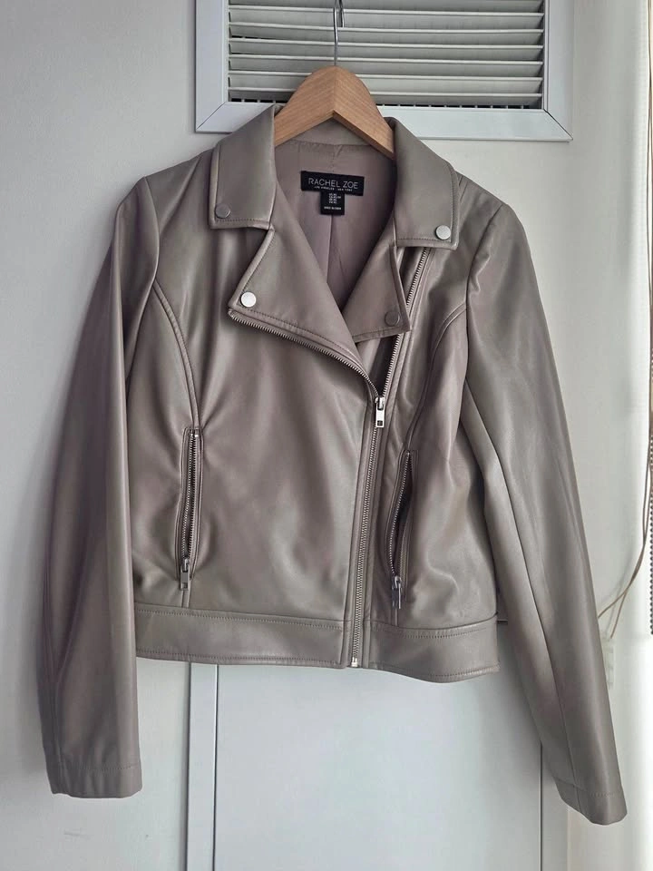 Taupe Faux Leather Jacket