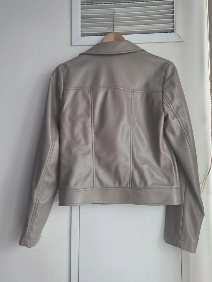 Taupe Faux Leather Jacket - photo 2
