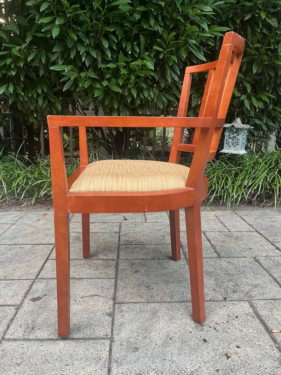 3 Vintage Knoll Raul de Armas Upholstered Solid Oak Armchairs - photo 2