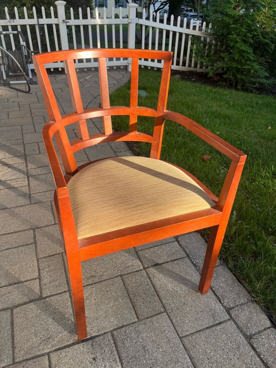 3 Vintage Knoll Raul de Armas Upholstered Solid Oak Armchairs - photo 3