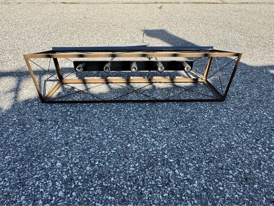 5-Light Linear Chandelier – Black & Bronze Metal - photo 3