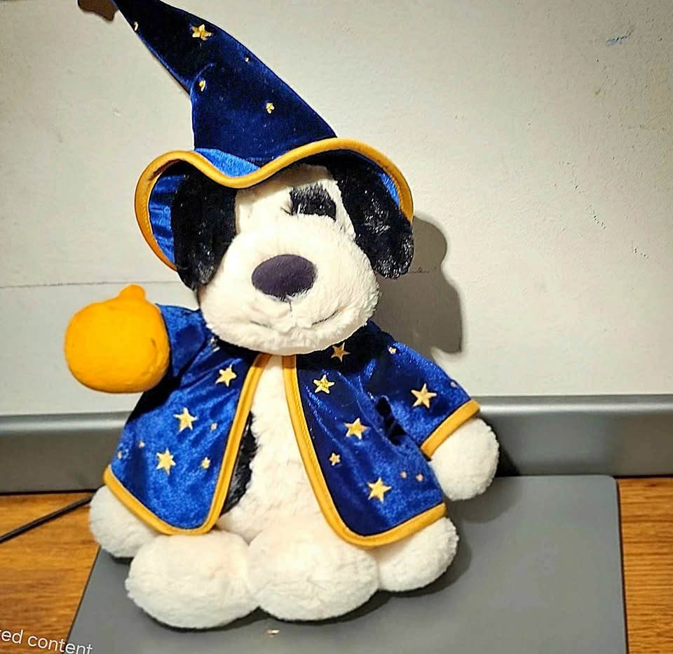 NWT Jellycat Rufferty Puppy Wizard Plush Dog Blue Star Robe Hat
