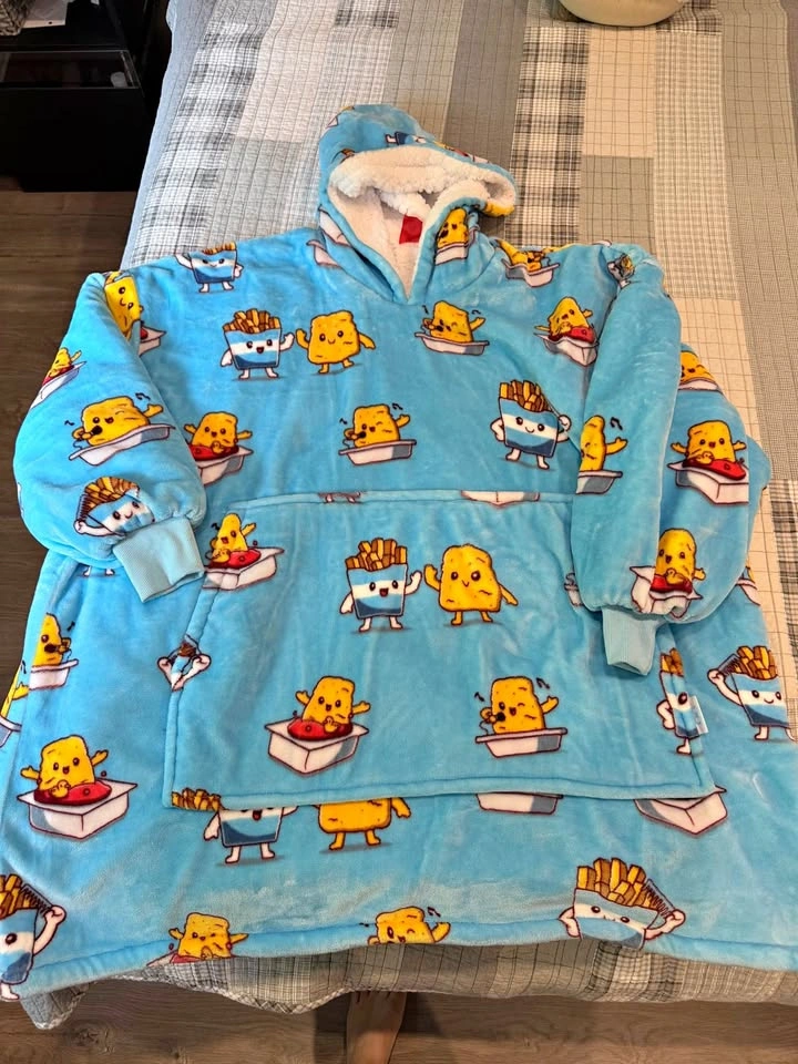 Chicken Nugget and Fries Oversized Hoodie Blanket