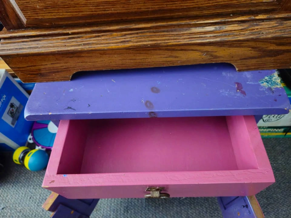 Vintage Oak Nightstand with Painted Base - photo 4