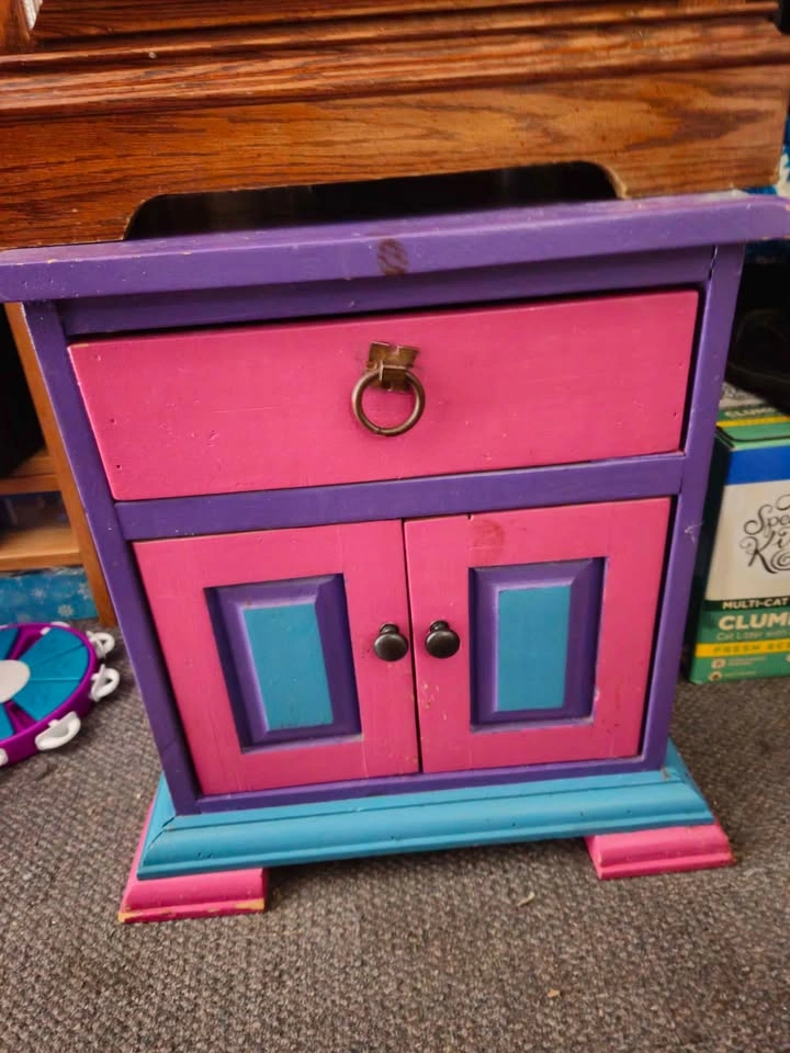 Vintage Oak Nightstand with Painted Base - photo 5