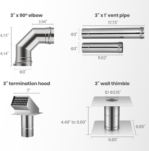 Gasland 3” Stainless Steel Vent Kit For Gas Tankless Water Heate - photo 3