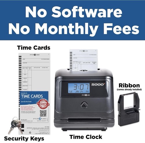 Pyramid 5000 Time System Auto Totaling Time Clock - photo 2