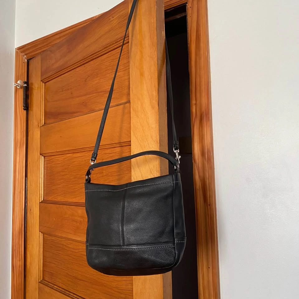 Coach Park Pebbled Leather Crossbody Black Handbag 🏈 - photo 2