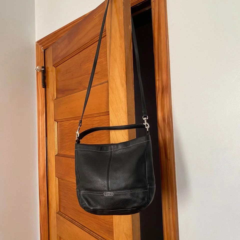 Coach Park Pebbled Leather Crossbody Black Handbag 🏈 - photo 3