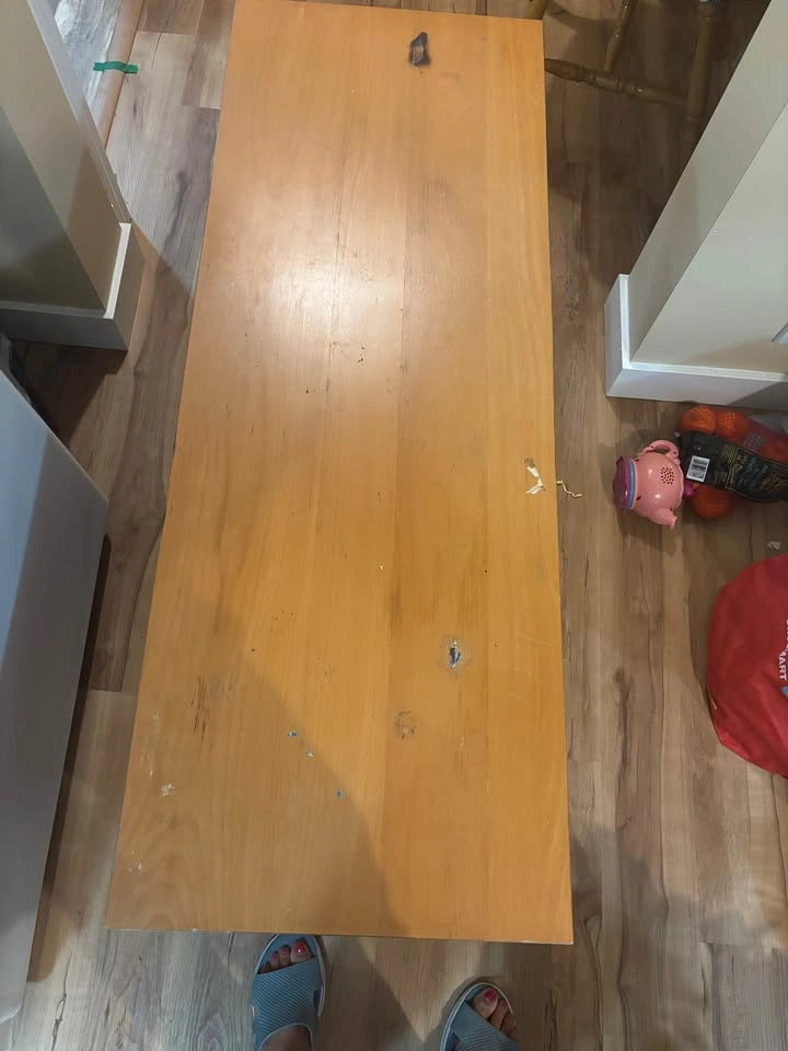 Wooden Rolling TV Stand with Metal Supports - photo 2