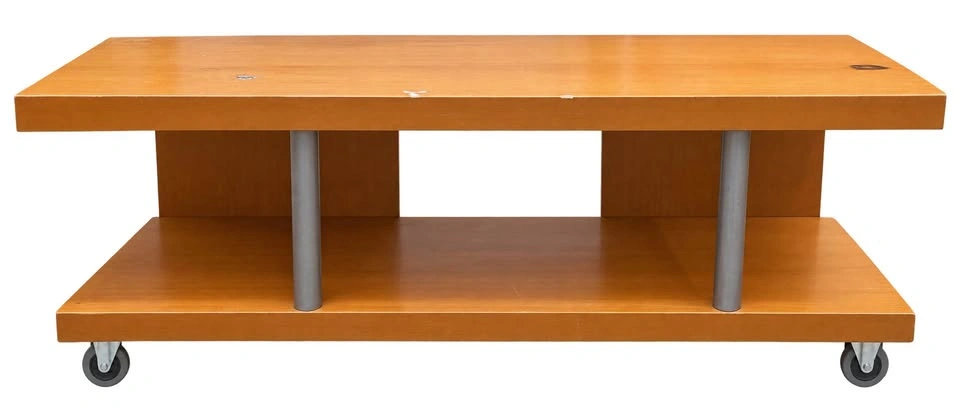 Wooden Rolling TV Stand with Metal Supports - photo 3
