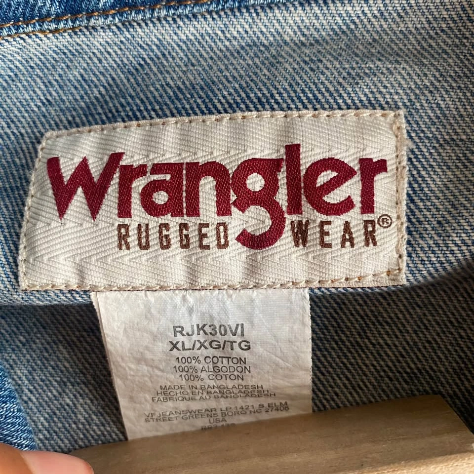Vintage Wrangler Rugged Wear Denim Jacket 1990s Men’s XL 🏈 - photo 5
