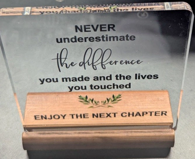 BRAND NEW Retirement Desktop Sign Gift with Wooden Base