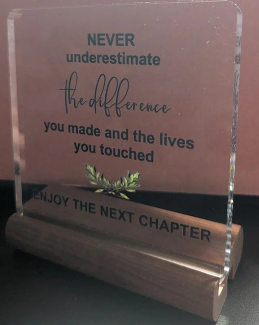 BRAND NEW Retirement Desktop Sign Gift with Wooden Base - photo 3