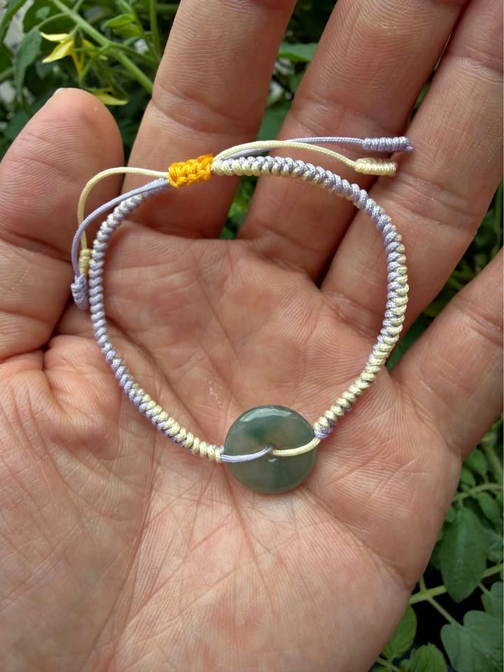 Handcrafted Grade A Jadeite Bracelet – Purple & Yellow