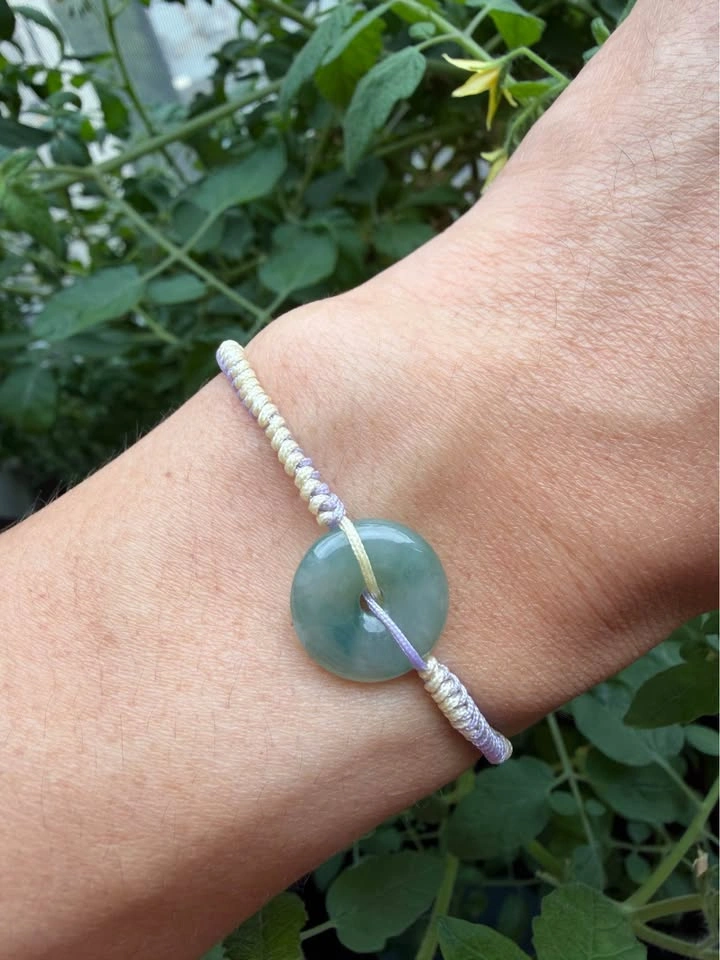 Handcrafted Grade A Jadeite Bracelet – Purple & Yellow - photo 2
