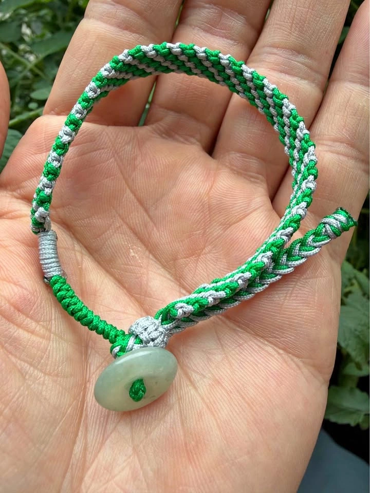 Handcrafted Grade A Jadeite Bracelet – Forest Green & Silver
