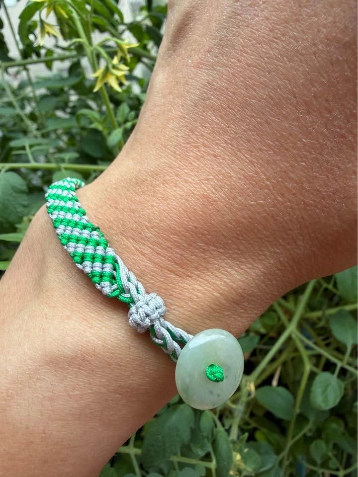 Handcrafted Grade A Jadeite Bracelet – Forest Green & Silver - photo 2