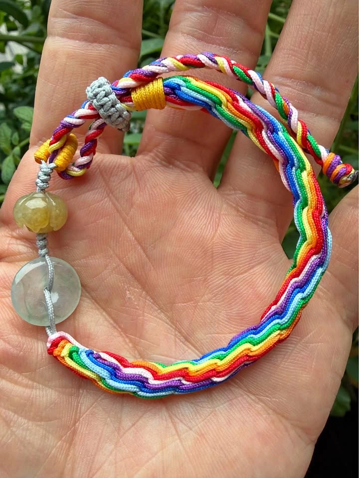 Handcrafted Grade A Jadeite Bracelet – Rainbow Pride Edition