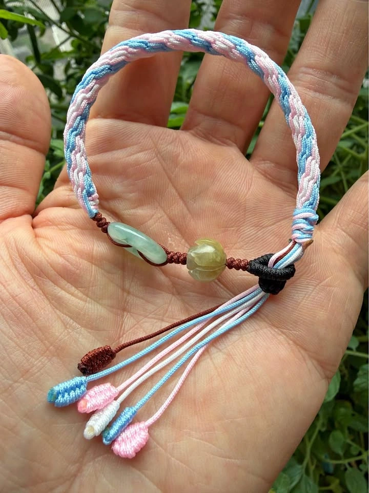Handcrafted Grade A Jadeite Bracelet – Trans Pride Edition