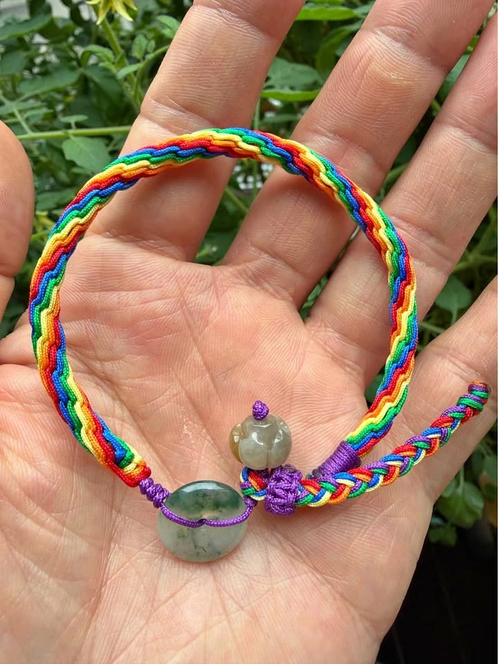 Handcrafted Grade A Jadeite Bracelet – Rainbow Pride Edition