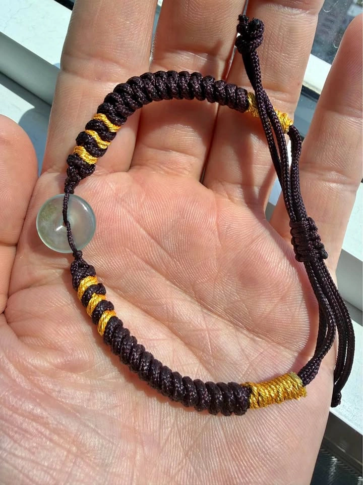 Type A Icy Jadeite Safety Donut Braided Bracelet