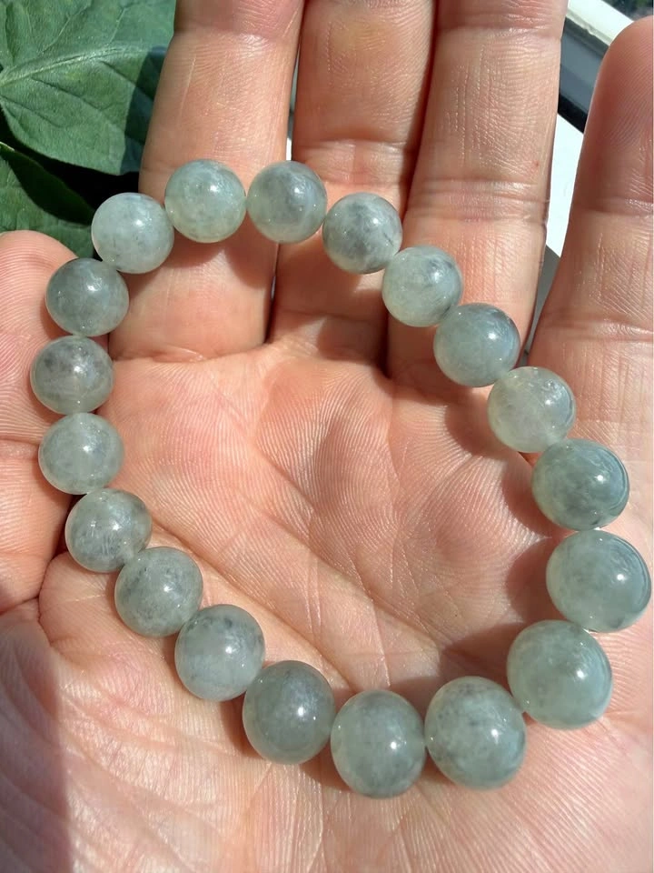 Type A Icy Jadeite Wuji Beaded Bracelet - 10mm