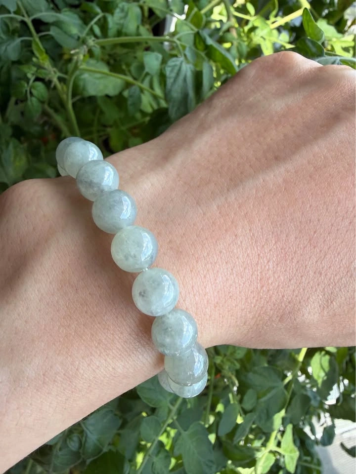 Type A Icy Jadeite Wuji Beaded Bracelet - 10mm - photo 2