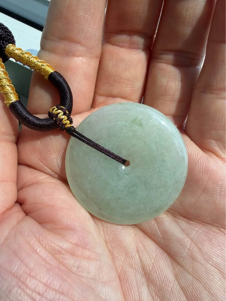Large Type A Jadeite Peace Buckle Donut Pendant - photo 2