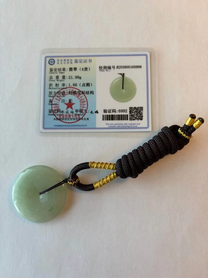 Large Type A Jadeite Peace Buckle Donut Pendant - photo 3