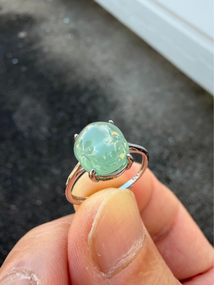 Type A Icy Jadeite Pixiu Rings - photo 4