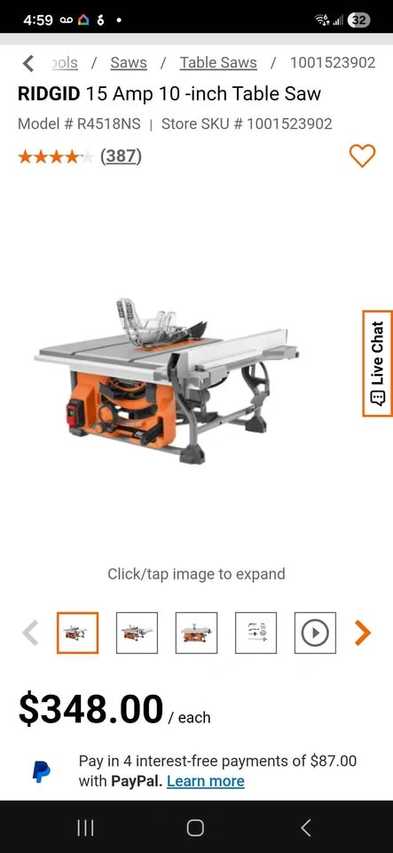 RIDGID 15 Amp 10-inch Table Saw R4518NS - photo 4