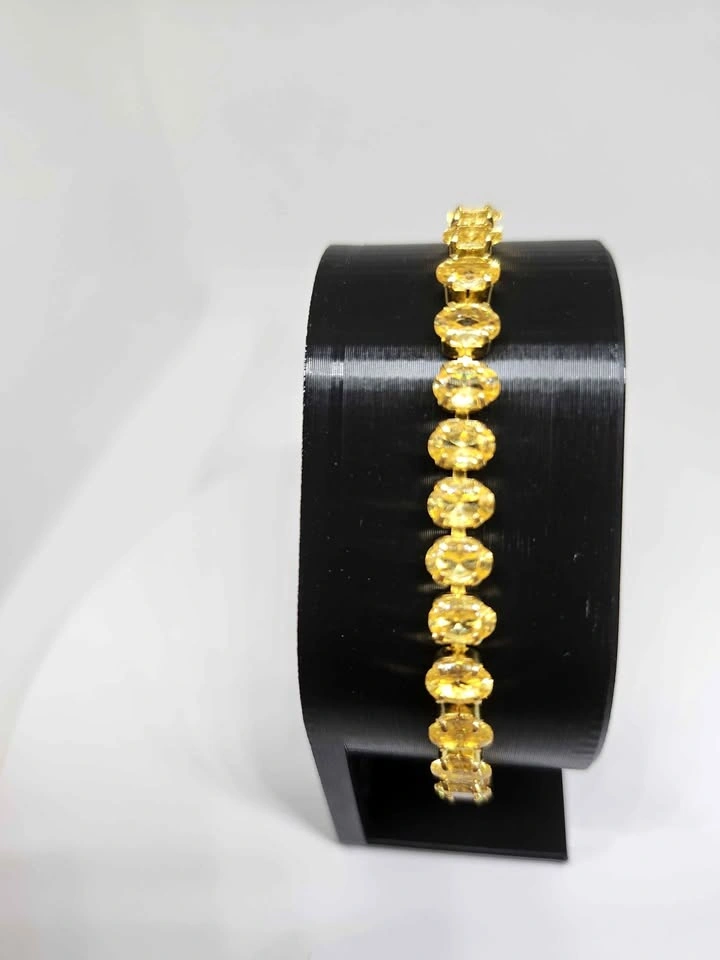 Yellow Gemstone Gold-Tone Tennis Bracelet