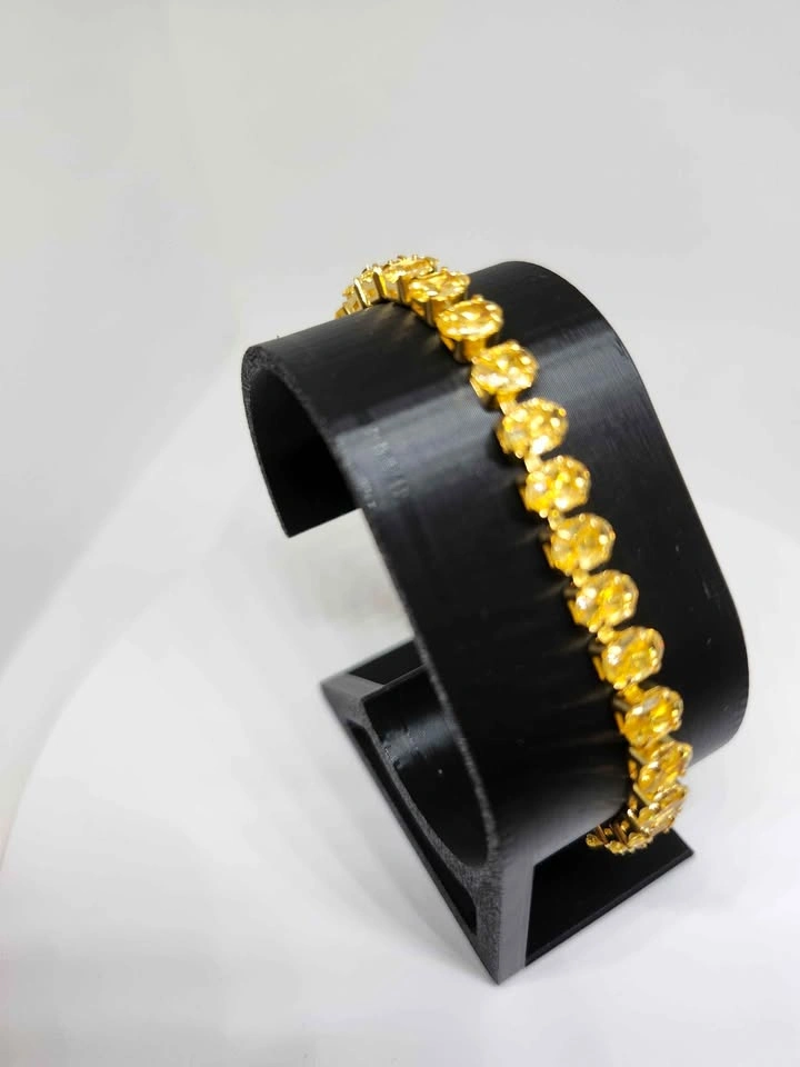 Yellow Gemstone Gold-Tone Tennis Bracelet - photo 2