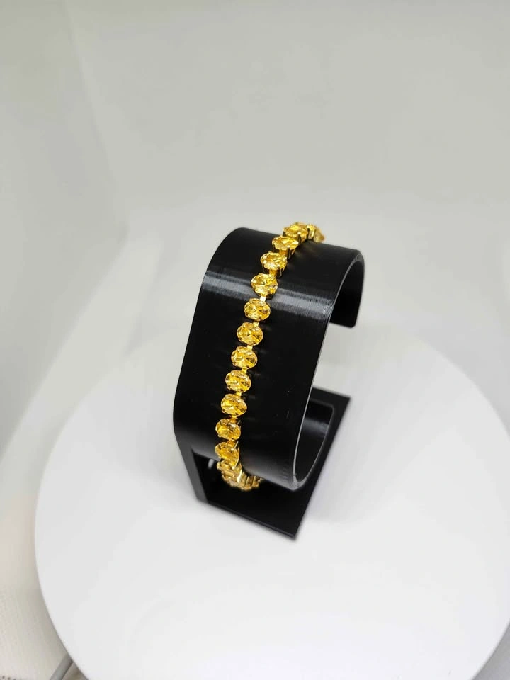 Yellow Gemstone Gold-Tone Tennis Bracelet - photo 3