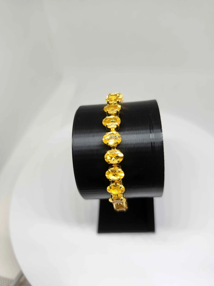 Yellow Gemstone Gold-Tone Tennis Bracelet - photo 4