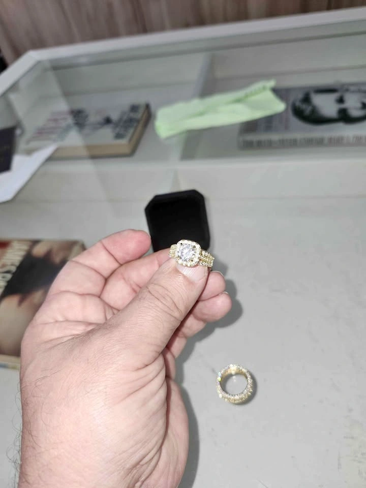 Gold Tone Halo Engagement Ring