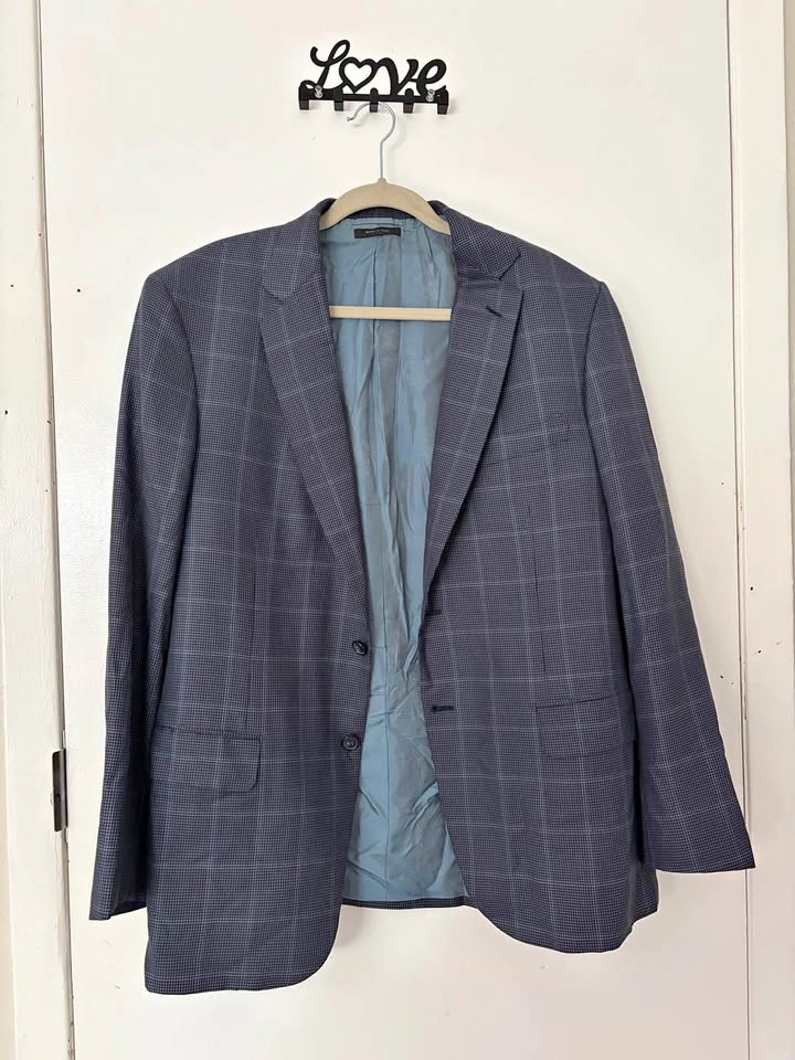 Made in Italy Men's Blue Houndstooth Check Blazer