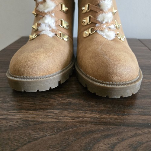 G by Guess Heeled Boots Womens Size 10M Tan Faux Fur Cuffs 🏈 - photo 5