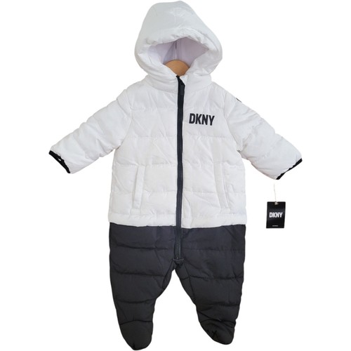 DKNY Pram Snowsuit Unisex 3/6 Months Black White Zip Up 🏈