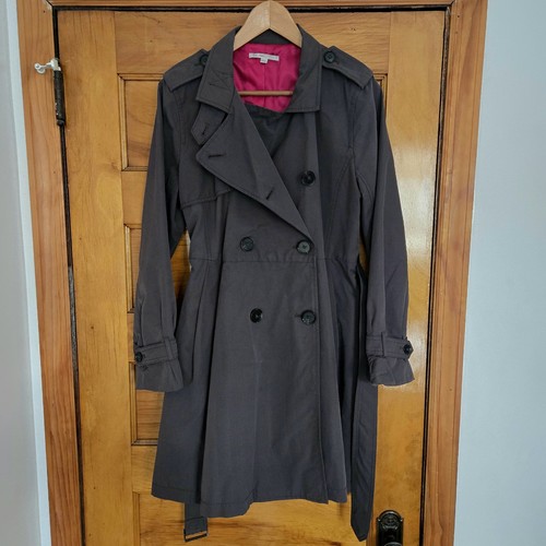 GAP Double Breasted Trench Coat Womens Size M Dark Gray 🏈 - photo 4
