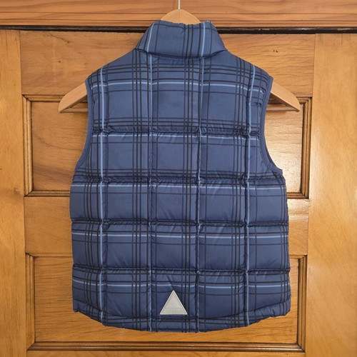 L.L. Bean Puffer Vest Kids M 5-6 Blue Plaid Full Zip Down - photo 5